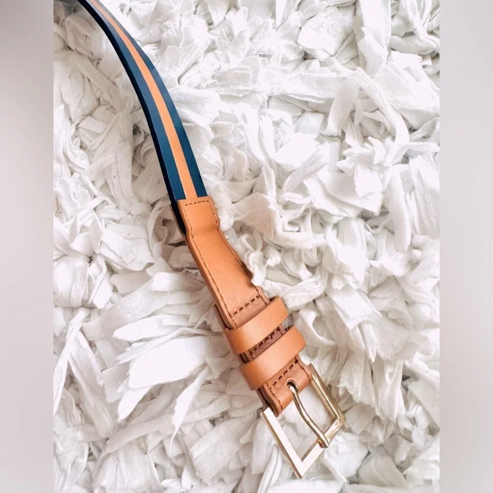 Eliza J Stripe leather belt